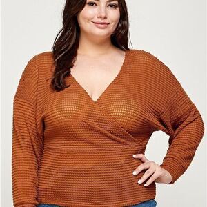 Plus size camel autumn winter sweater knit top‎